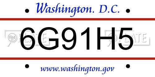 6G91H5 District Of Columbia License Plate