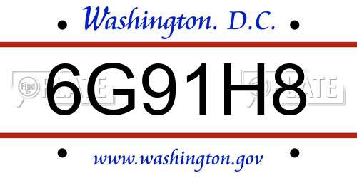 6G91H8 District Of Columbia License Plate
