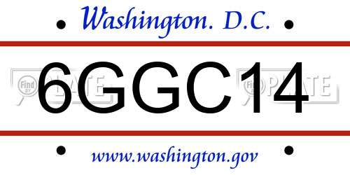 6GGC14 District Of Columbia License Plate