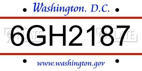 6GH2187 District Of Columbia License Plate