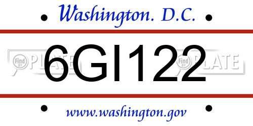 6GI122 District Of Columbia License Plate