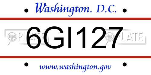 6GI127 District Of Columbia License Plate