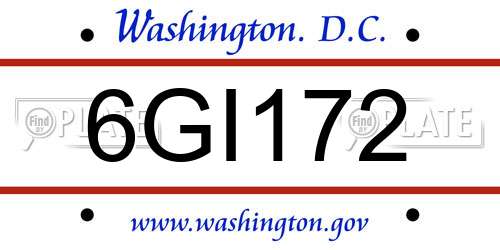 6GI172 District Of Columbia License Plate