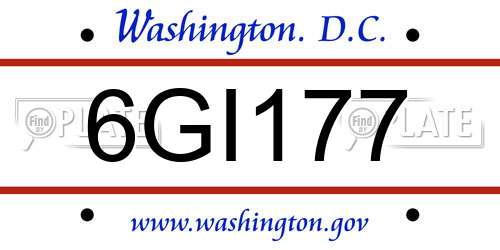 6GI177 District Of Columbia License Plate