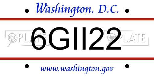 6GII22 District Of Columbia License Plate