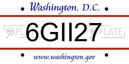 6GII27 District Of Columbia License Plate