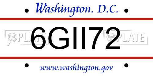 6GII72 District Of Columbia License Plate