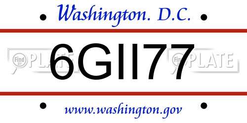 6GII77 District Of Columbia License Plate
