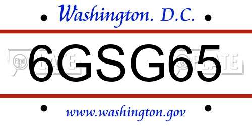 6GSG65 District Of Columbia License Plate