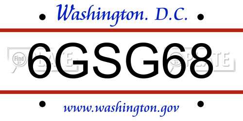 6GSG68 District Of Columbia License Plate