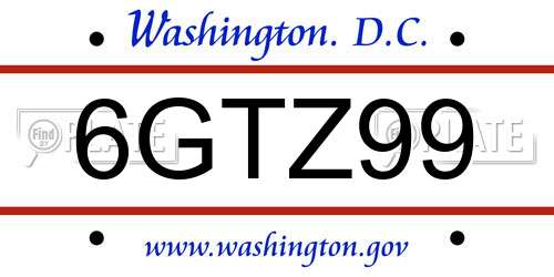 6GTZ99 District Of Columbia License Plate