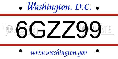 6GZZ99 District Of Columbia License Plate