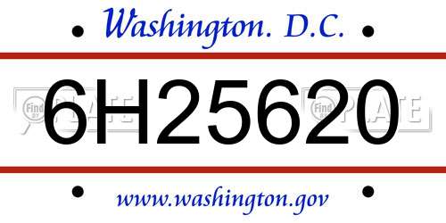 6H25620 District Of Columbia License Plate
