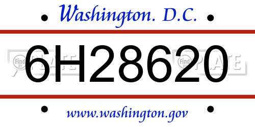 6H28620 District Of Columbia License Plate