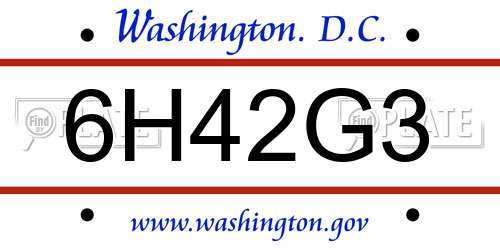 6H42G3 District Of Columbia License Plate