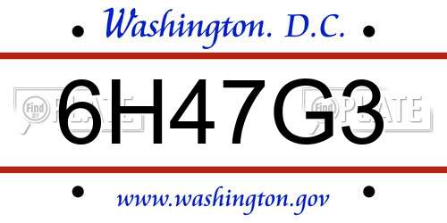 6H47G3 District Of Columbia License Plate