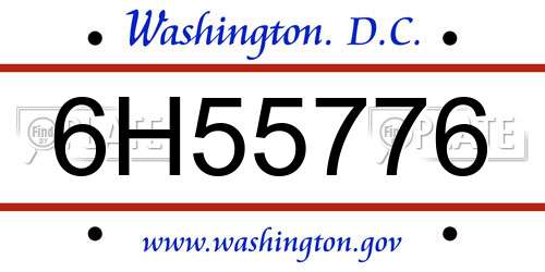 6H55776 District Of Columbia License Plate