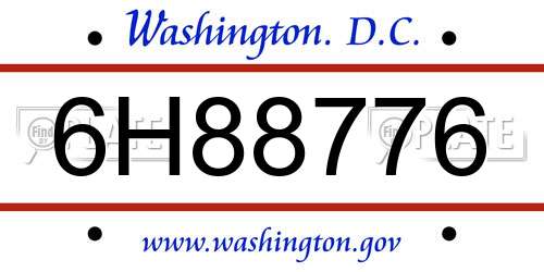 6H88776 District Of Columbia License Plate