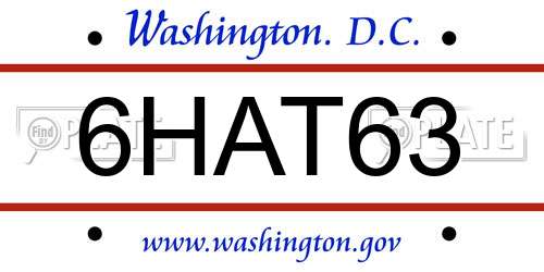6HAT63 District Of Columbia License Plate