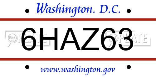6HAZ63 District Of Columbia License Plate
