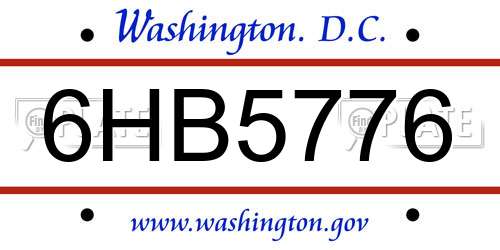 6HB5776 District Of Columbia License Plate
