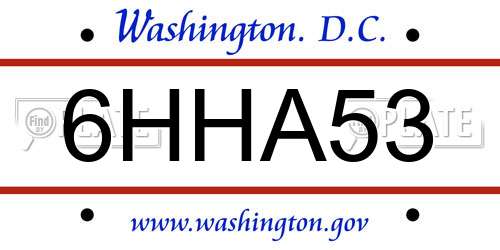6HHA53 District Of Columbia License Plate