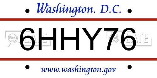 6HHY76 District Of Columbia License Plate