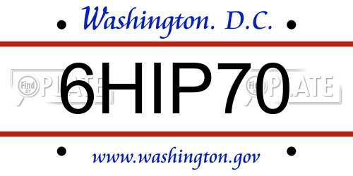 6HIP70 District Of Columbia License Plate
