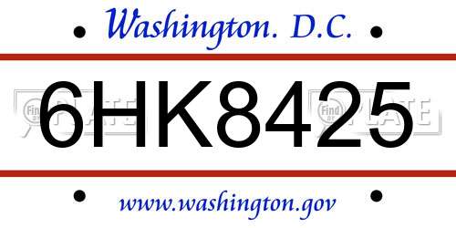 6HK8425 District Of Columbia License Plate