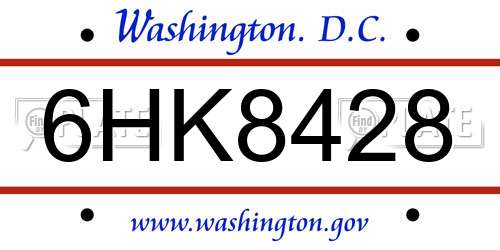 6HK8428 District Of Columbia License Plate