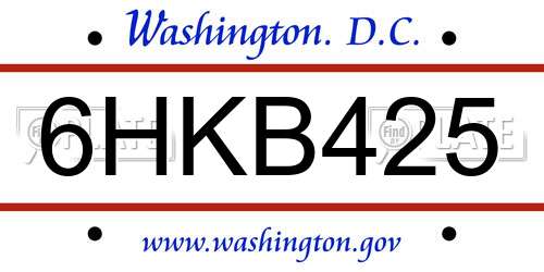 6HKB425 District Of Columbia License Plate