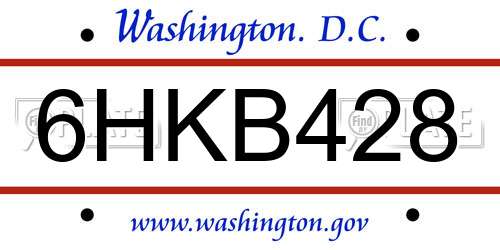 6HKB428 District Of Columbia License Plate