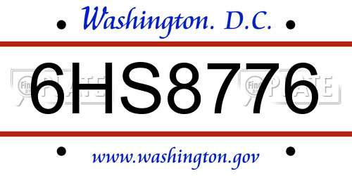 6HS8776 District Of Columbia License Plate