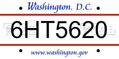 6HT5620 District Of Columbia License Plate