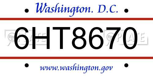 6HT8670 District Of Columbia License Plate