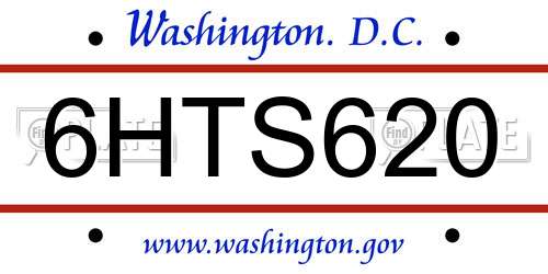 6HTS620 District Of Columbia License Plate