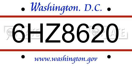 6HZ8620 District Of Columbia License Plate