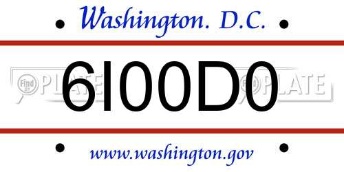6I00D0 District Of Columbia License Plate