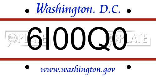 6I00Q0 District Of Columbia License Plate