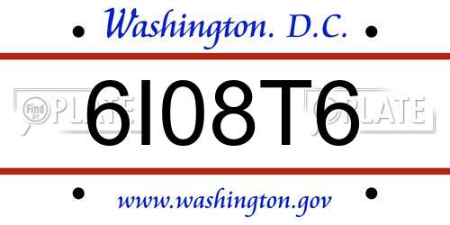 6I08T6 District Of Columbia License Plate