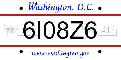 6I08Z6 District Of Columbia License Plate