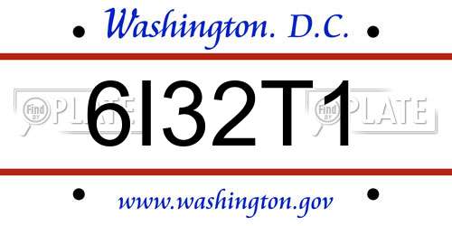 6I32T1 District Of Columbia License Plate