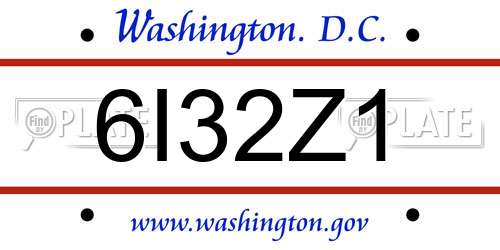 6I32Z1 District Of Columbia License Plate