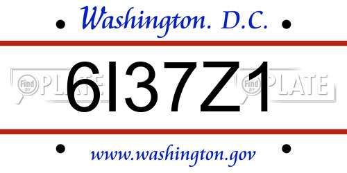 6I37Z1 District Of Columbia License Plate