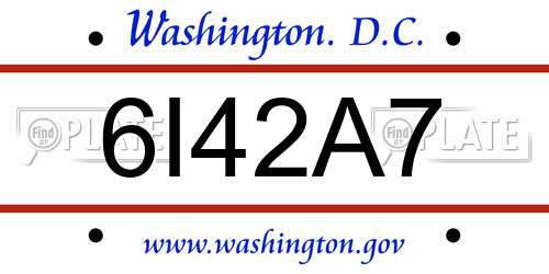 6I42A7 District Of Columbia License Plate