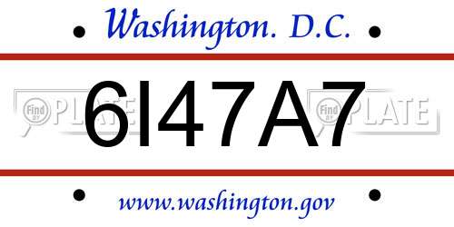6I47A7 District Of Columbia License Plate