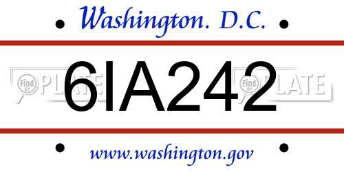 6IA242 District Of Columbia License Plate