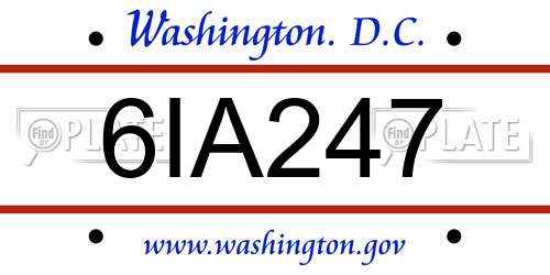 6IA247 District Of Columbia License Plate