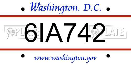 6IA742 District Of Columbia License Plate