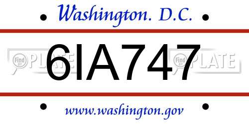 6IA747 District Of Columbia License Plate